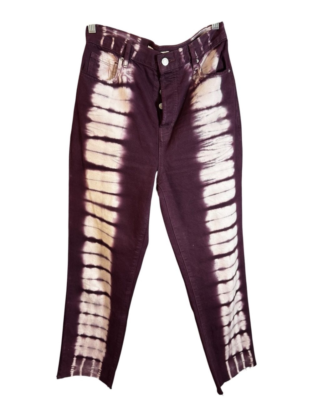 PacSun Plum Purple Tie Dye High-Waisted Raw Hem Straight Leg Jeans Size 28
